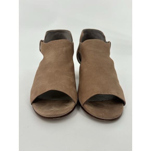 Eileen Fisher Iris Sandals Womens 8.5 Brown Leather Peep Toe Cut Out Casual Heel - Picture 8 of 15
